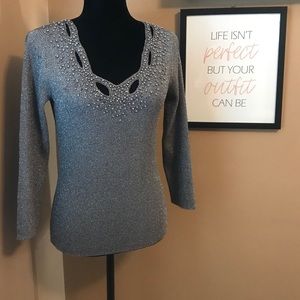 Cable & Gauge women’s silver beaded sweater (S)